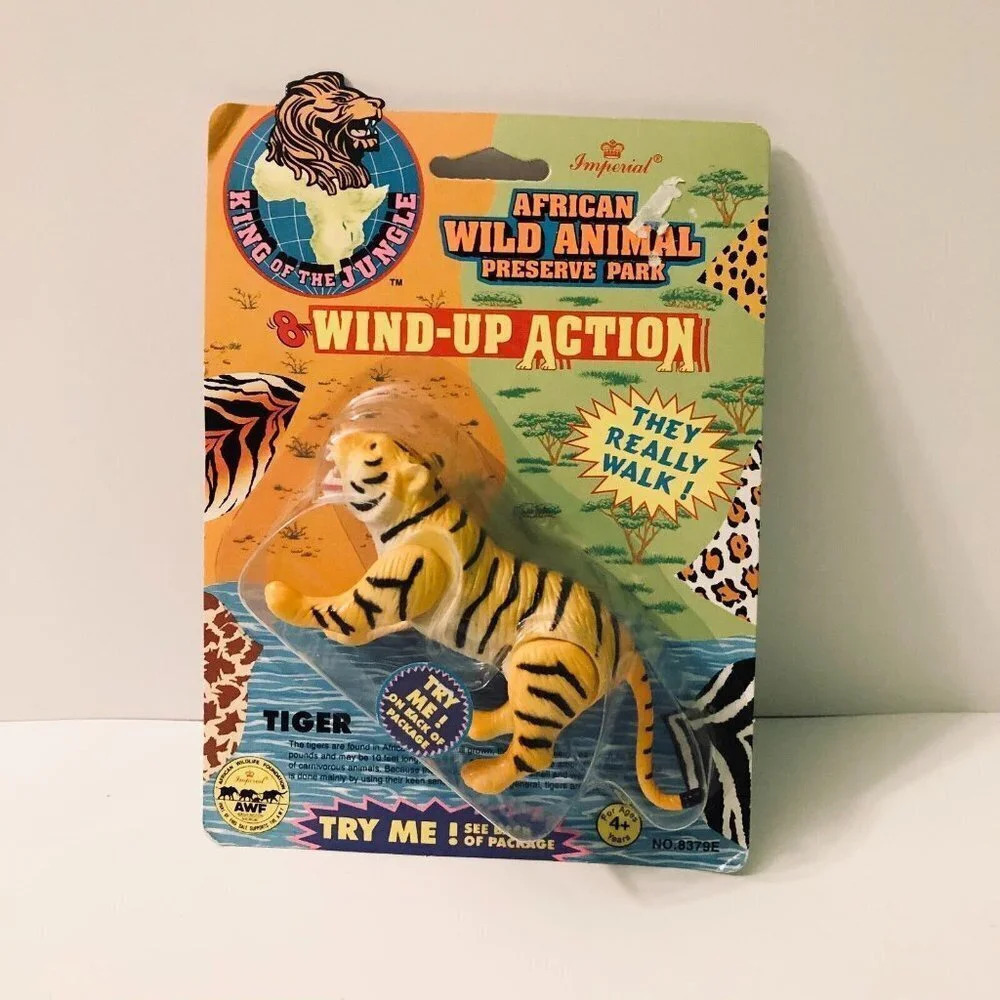 Vtg 1993 Imperial Wild Animal Tiger Wind Up Action Toy